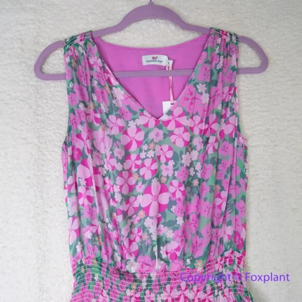 New! Vineyard Vines Silk Blend Montauk Daisy‎ Peapode Tea Rose Mini Dress, XS